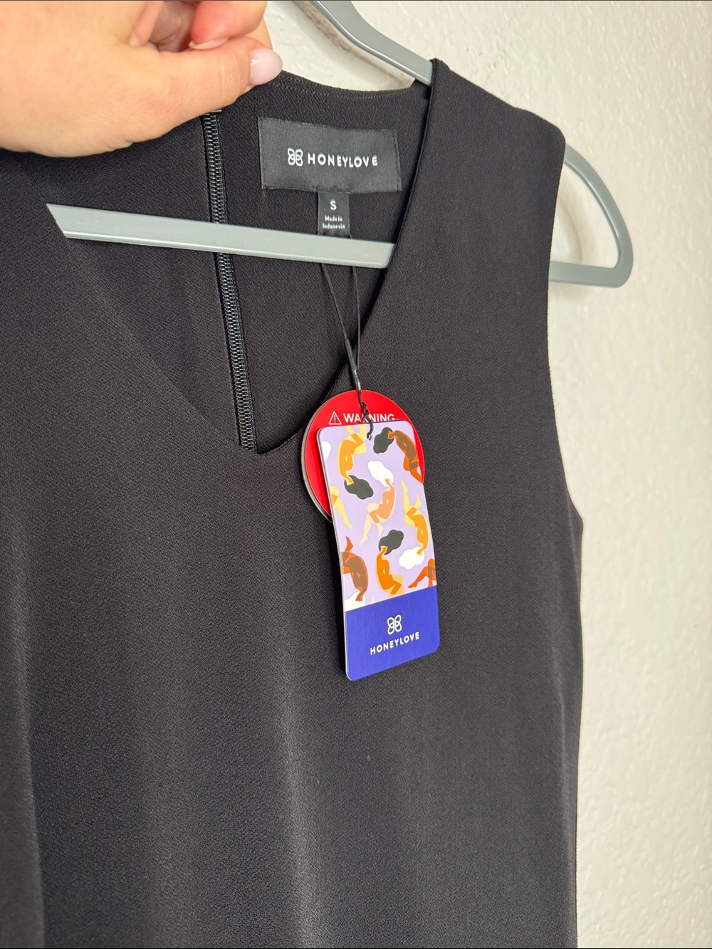 NWT Honeylove InnerPower Sleeveless Dress Size Small Black Bodycon Little Black - Picture 3 of 5